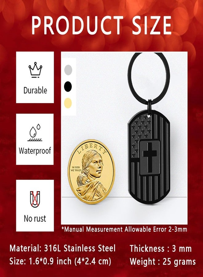 DuoDiner Keychains Gifts for Men Dad Son Brother Boyfriend Husband Grandpa Grandson,Mens Keychain Christmas Gifts (Joshua 1:9, Black) - Image 3